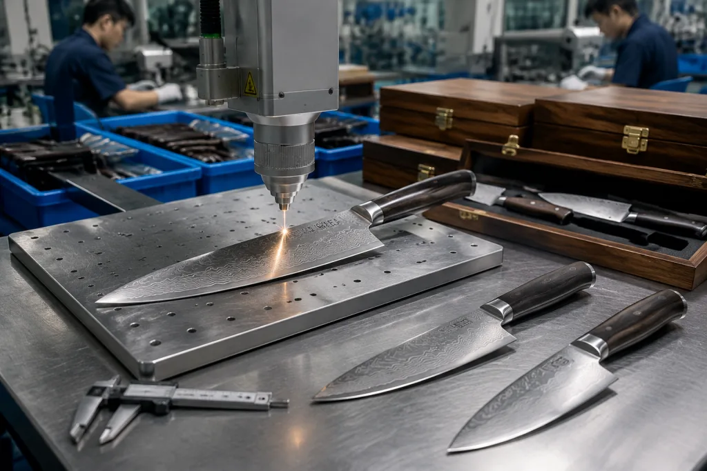 Damascus Kitchen Knife Custom Logo Engraving Buyer Guide