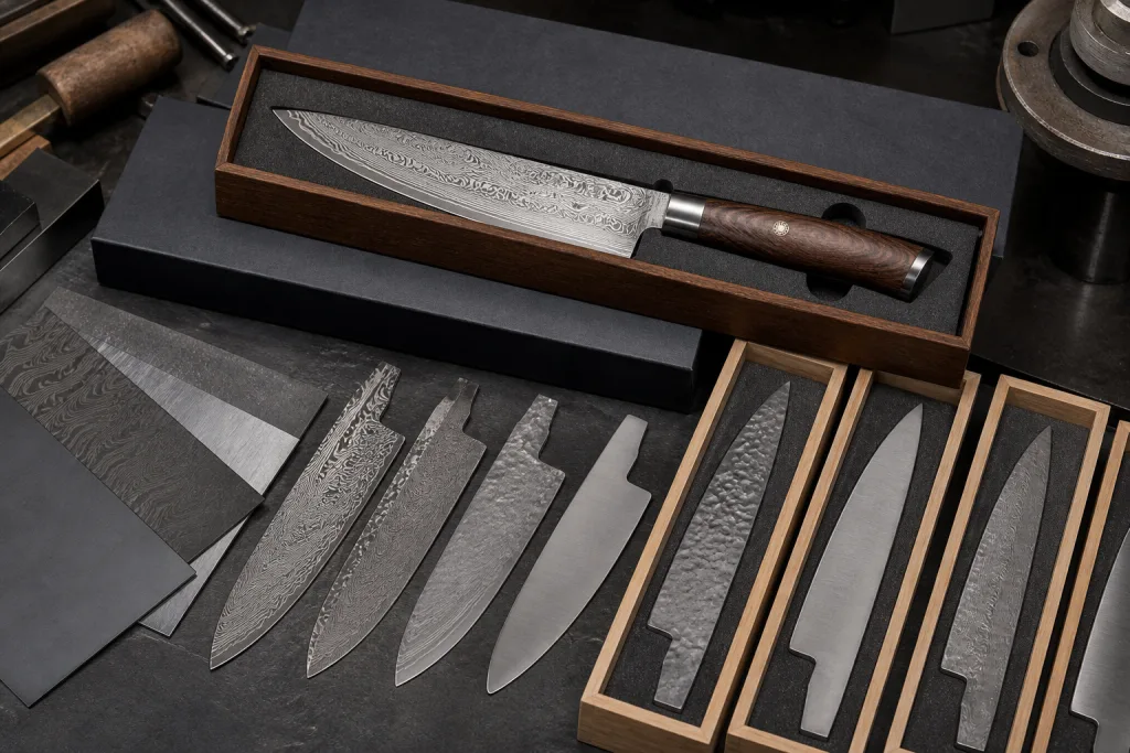 Damascus Kitchen Knife Export Packaging Steel Specification Comparison