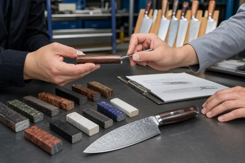 Damascus Kitchen Knife Handle Material Sample Approval Process