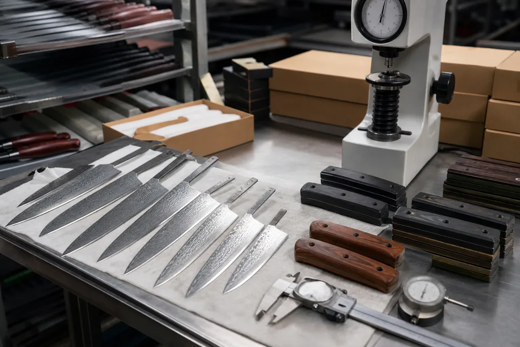 Damascus Kitchen Knife Handle Material Steel Specification Comparison