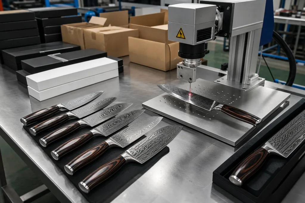 Damascus Kitchen Knife Logo Engraving Landed Cost Breakdown