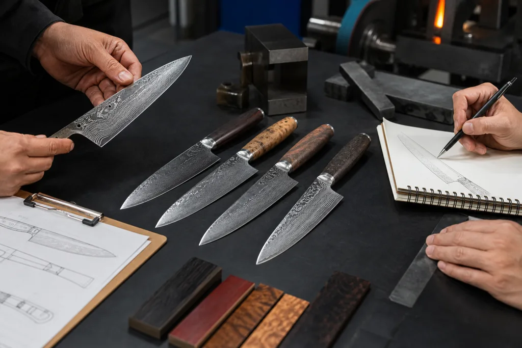Damascus Kitchen Knife Sample Approval MOQ Reorder Plan