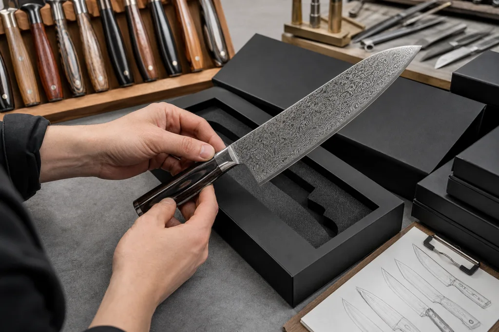 Damascus Kitchen Knife Sample Approval Private Label Packaging Guide