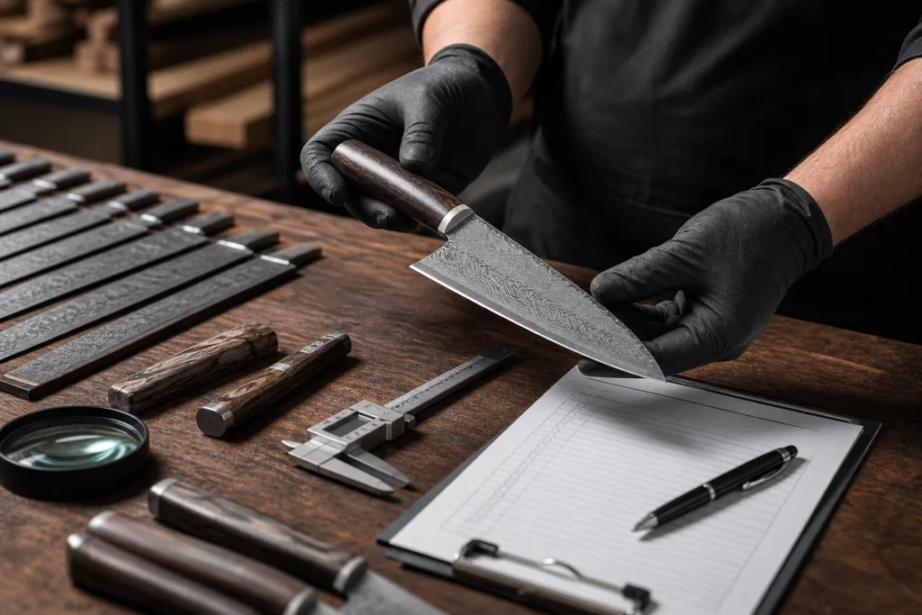 Damascus Kitchen Knife Sample Approval Quality Inspection Plan