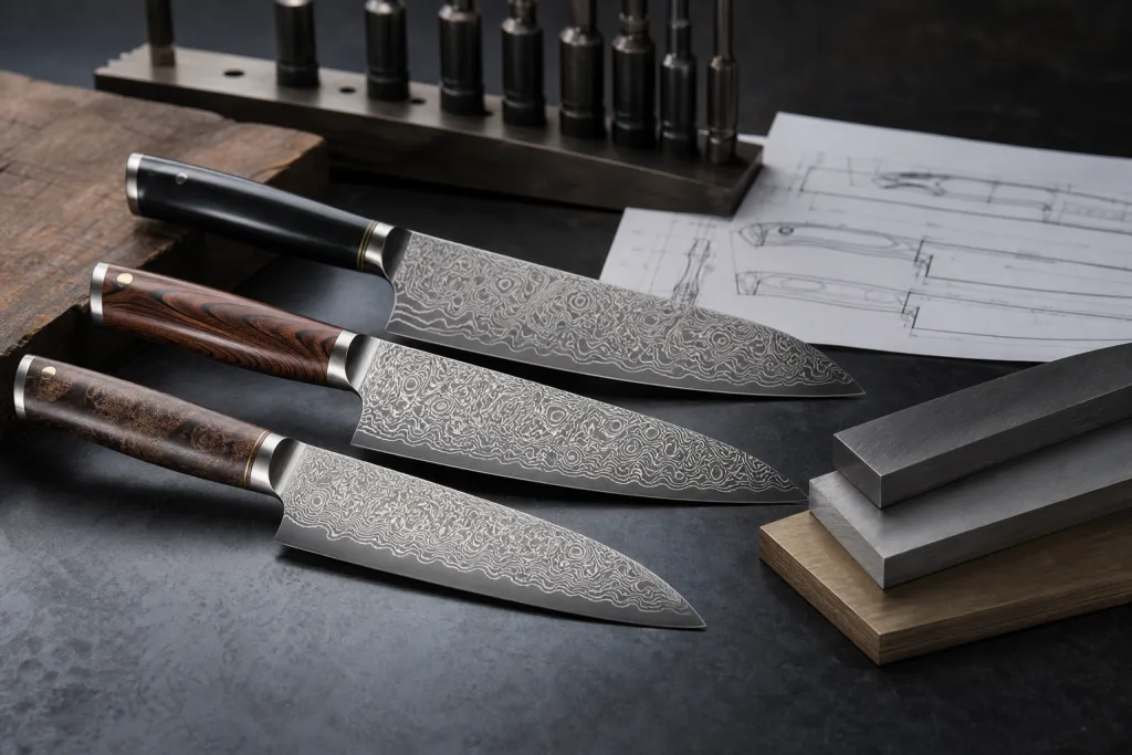 Damascus Kitchen Knife Steel Hardness Comparison for Buyers