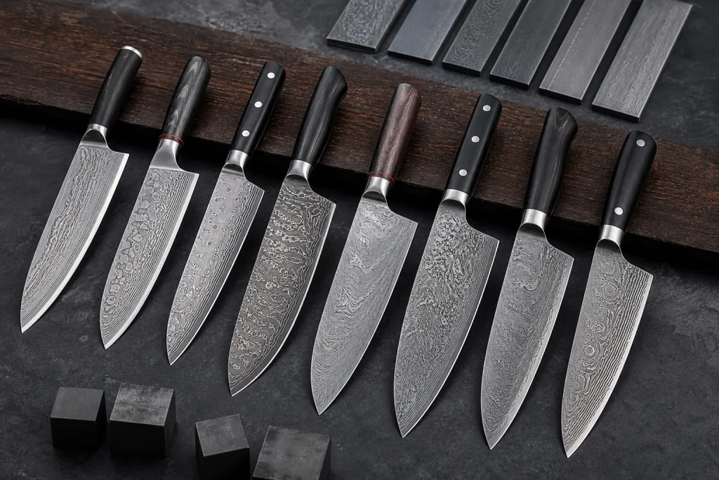 Damascus Kitchen Knife Steel Specification Comparison Guide