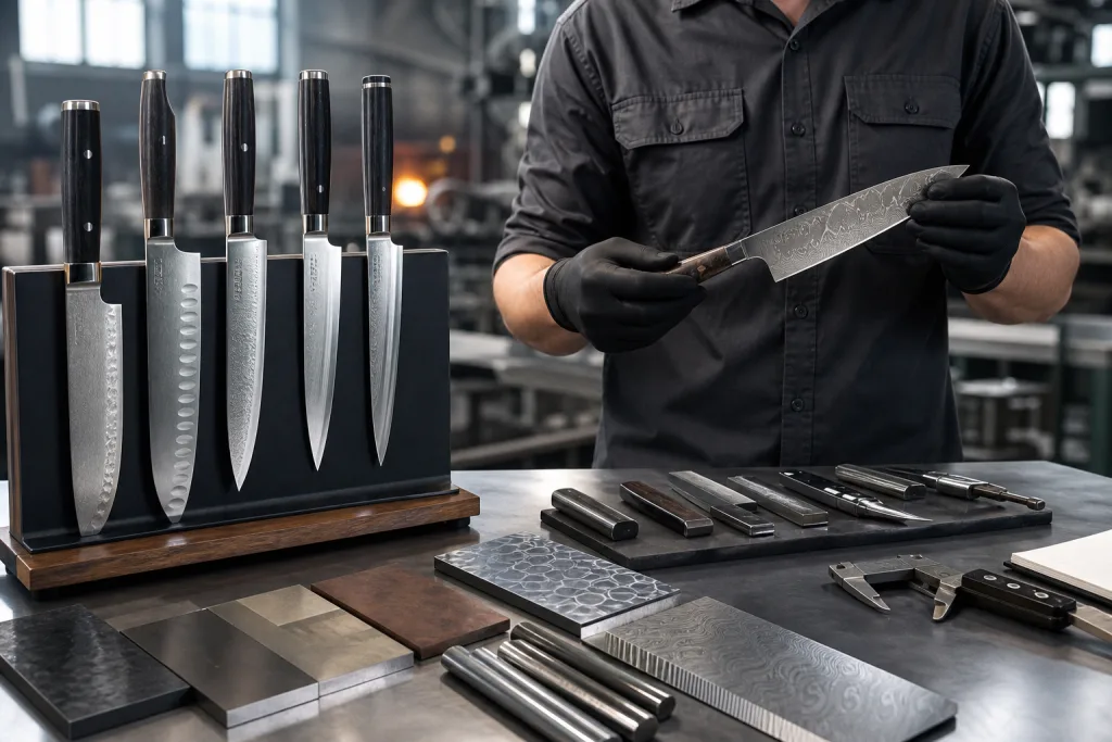 Kitchen Knife Set Sample Approval Steel Specification Comparison
