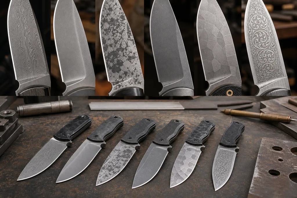 Knife blade logo methods: etching, stamping, printing costs