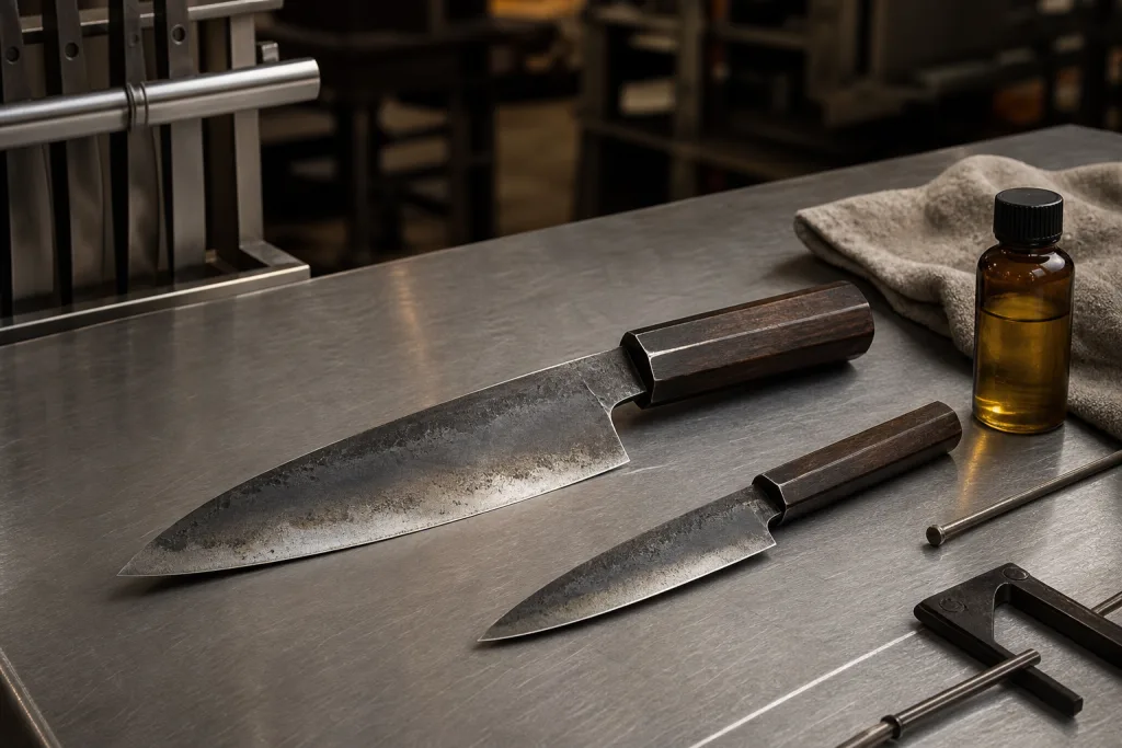 Knife Reactive Carbon Patina Care: Forced vs Natural