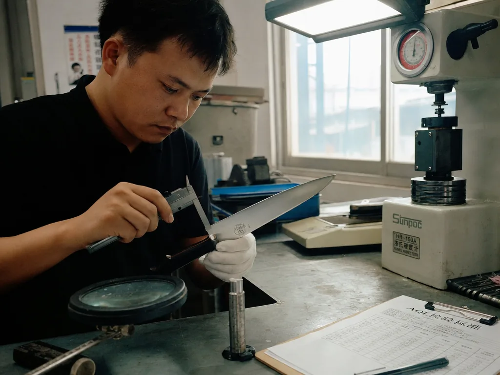 Knife quality inspection — AQL 2.5 final QC station